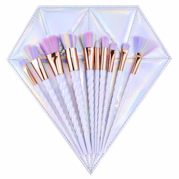 Cute Nation Other - NEW 10pc Unicorn Diamond Makeup Brush Set W/Bag